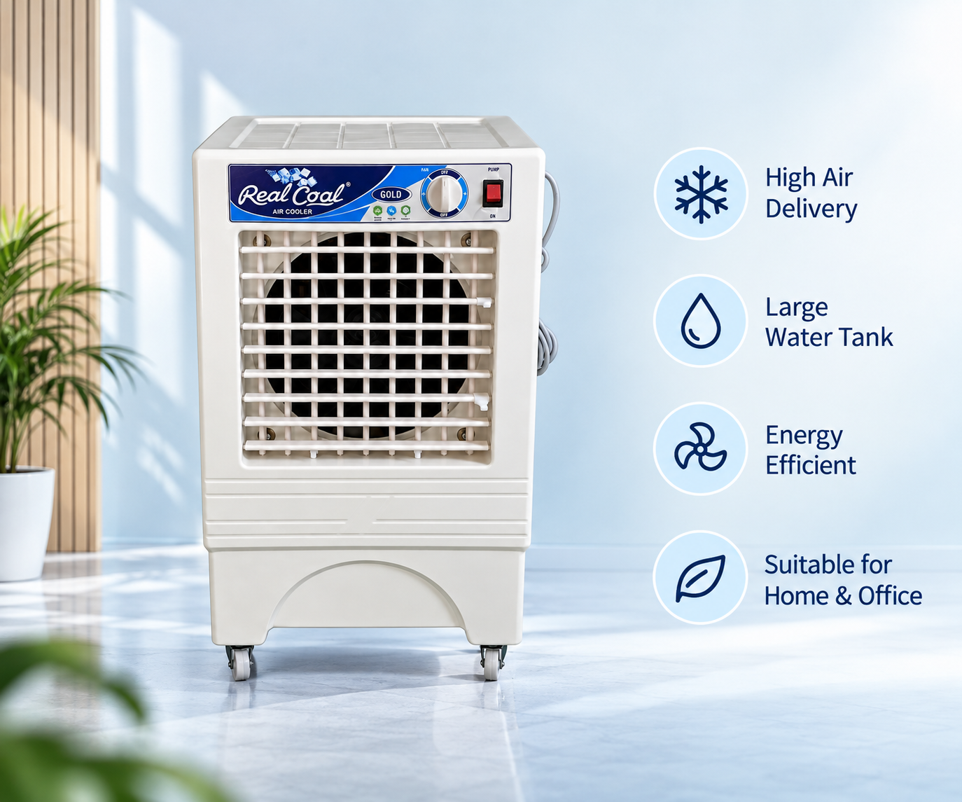 RealCool Gold air cooler with high air delivery and large water tank