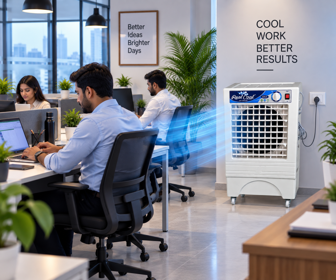 RealCool Gold air cooler for office cooling, a popular cooler choice in Jaipur