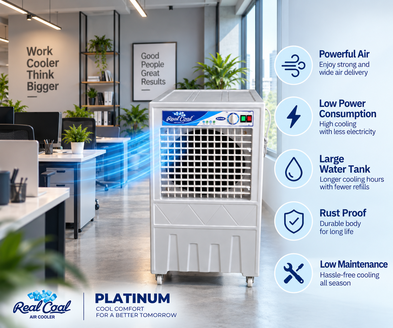 RealCool Platinum air cooler for office cooling in Sagwara
